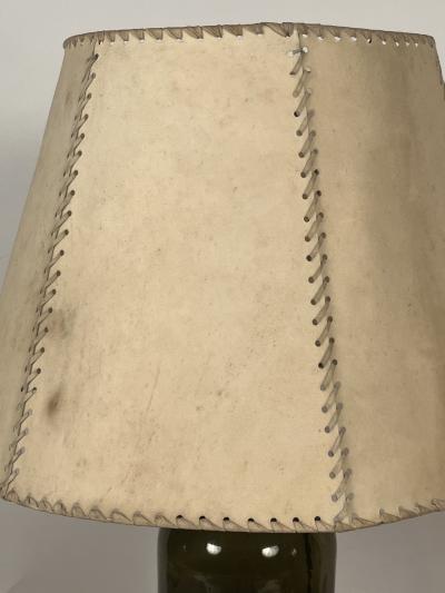 Luis Barragan Glass Bottle Parchment Shade Lamp with Pine Box in the style of Luis Barrag n