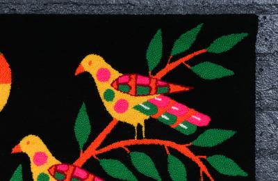 Luis Montiel Handwoven Mexican Modern Folk Art Bird Tapestry