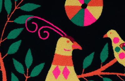 Luis Montiel Handwoven Mexican Modern Folk Art Bird Tapestry