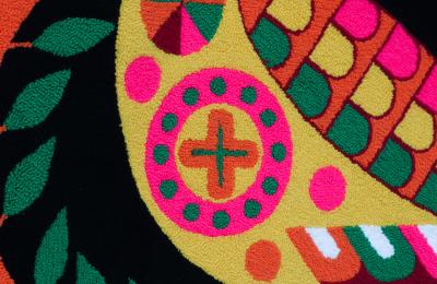 Luis Montiel Handwoven Mexican Modern Folk Art Bird Tapestry