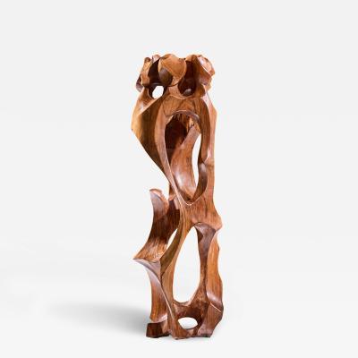 Luis Potosi Ecuadorian Modernist Abstract Carved Wood Sculpture