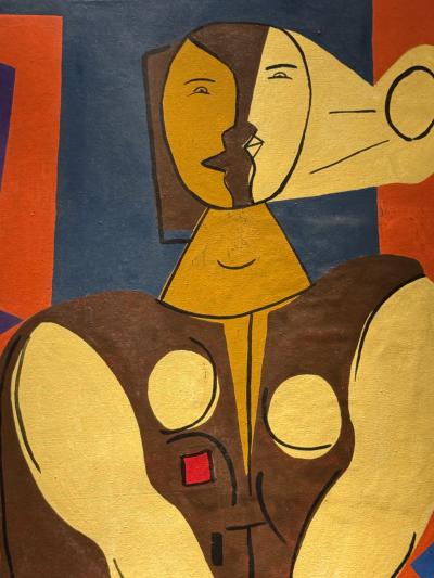 Luis Seoane Cubist Figural Composition Oil on Canvas Signed 1957