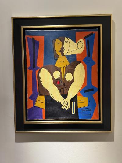 Luis Seoane Cubist Figural Composition Oil on Canvas Signed 1957