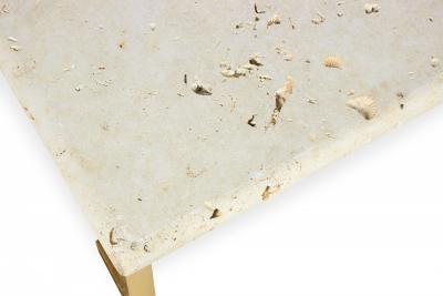 Luten Clary Stern Inc High Style Fossil Stone and Satin Brass Coffee Table