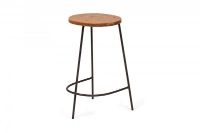 Luther Conover Pair of Luther Conover Horseshoe Metal and Wood Counter Stools