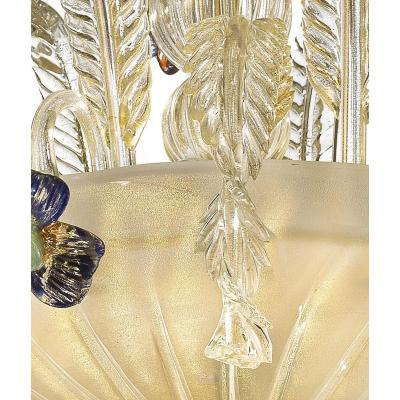 Luxury 21st Century Italian Murano Glass Flower Chandelier Gold Clear