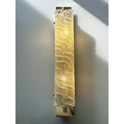 Luxury Gold 24k Wall Sconces With Green Graniglia Murano Glass Set of Two