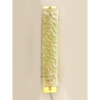 Luxury Gold 24k Wall Sconces With Green Graniglia Murano Glass Set of Two
