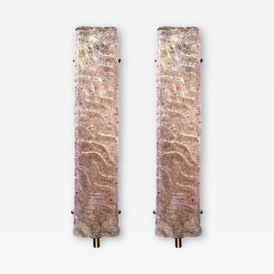 Luxury Gold Wall Sconces With Ametista Graniglia Murano Glass Set of Two