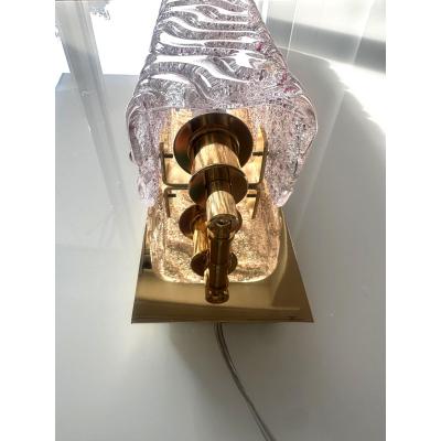 Luxury Gold Wall Sconces With Pink Ametista Graniglia Murano Glass Set of 2