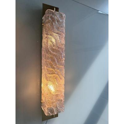 Luxury Gold Wall Sconces With Pink Ametista Graniglia Murano Glass Set of 2