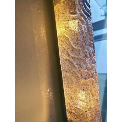 Luxury Gold Wall Sconces With Pink Ametista Graniglia Murano Glass Set of 2