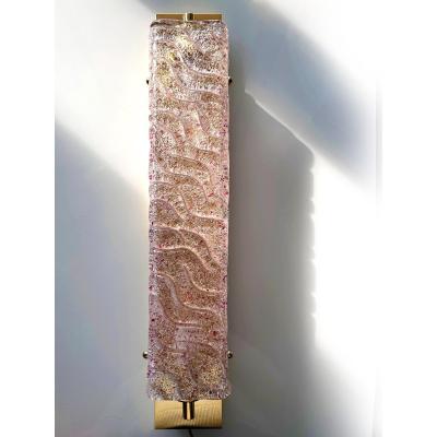 Luxury Gold Wall Sconces With Pink Ametista Graniglia Murano Glass Set of 2