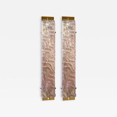 Luxury Gold Wall Sconces With Pink Ametista Graniglia Murano Glass Set of 2