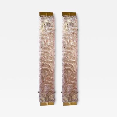 Luxury Gold Wall Sconces With Pink Ametista Graniglia Murano Glass Set of 2