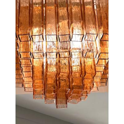Luxury Italian Amber Ros Squared Murano Glass Squared Flush Mount