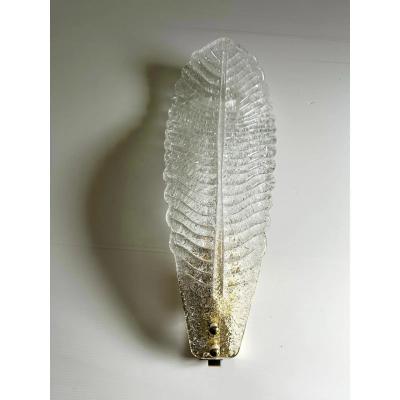 Luxury Italian Murano Glass Leaf Wall Lights Venetian White Pair