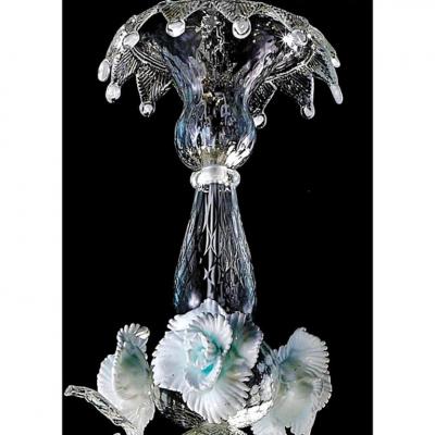 Luxury Romantic Venetian Floral Murano Glass Chandelier in White Clear