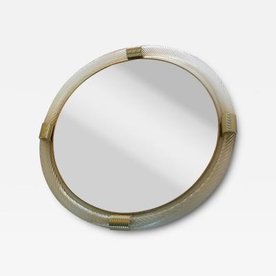 Luxury Round Torciglione Gold Murano Glass Wall Mirror in Barovier Style