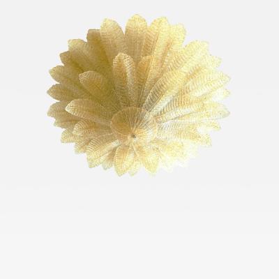 Luxury Venetian Amber Leaves Graniglia Murano Glass Flush Mount