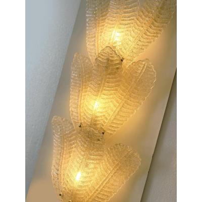 Luxury Venetian Scenographic Wall Sconces Whith Amber Graniglia Leaves Murano