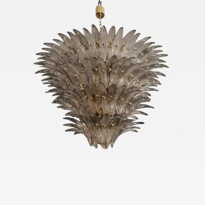Luxury Venetian Smoked Fum Palmette Murano Glass Plating Gold Chandelier