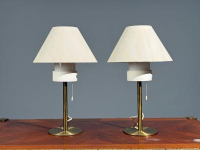 Luxus Table Lamps Brass Fabric Sweden 1960s