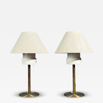 Luxus Table Lamps Brass Fabric Sweden 1960s