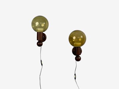 Luxus Vittsj Impressive Wall Sconces Dark Pine Tinted Glass Sweden 1960s