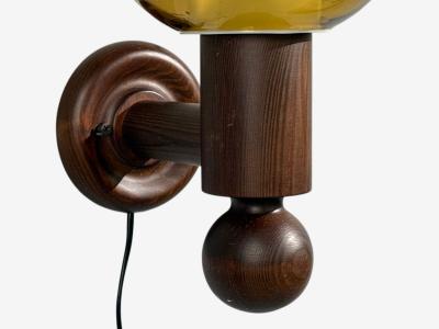 Luxus Vittsj Impressive Wall Sconces Dark Pine Tinted Glass Sweden 1960s