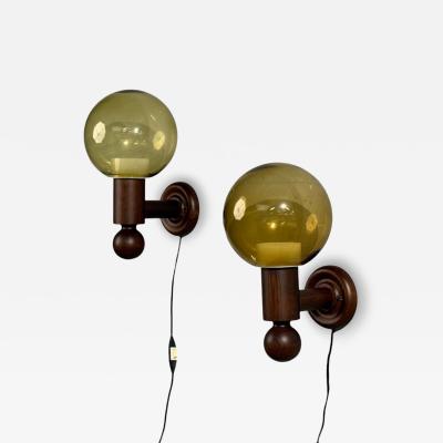 Luxus Vittsj Impressive Wall Sconces Dark Pine Tinted Glass Sweden 1960s