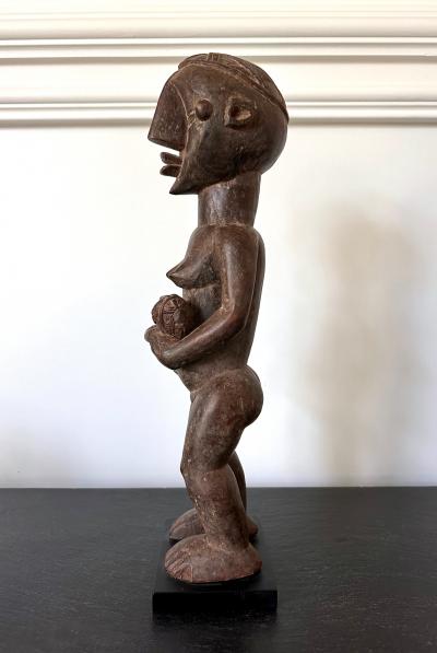 Lwalwa Mother Figure Holding Baby DR Congo Africa with Provenance