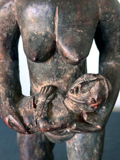 Lwalwa Mother Figure Holding Baby DR Congo Africa with Provenance