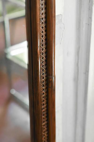 Lyda Levi Large mirror in wicker and Vienna straw dark finish 1980s By Lyda Levi