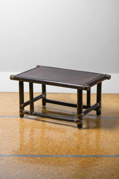 Lyda Levi Pair of Wooden Tables with Leather Bindings by Lyda Levi Mcguire San Francisco