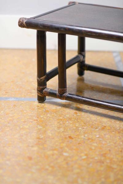 Lyda Levi Pair of Wooden Tables with Leather Bindings by Lyda Levi Mcguire San Francisco