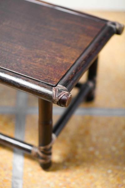 Lyda Levi Pair of Wooden Tables with Leather Bindings by Lyda Levi Mcguire San Francisco