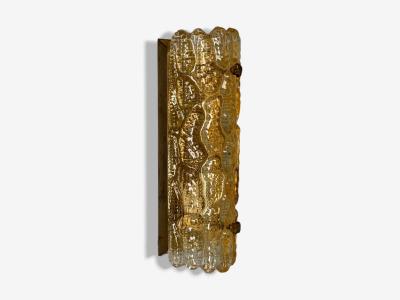 Lyfa Textured Glass Patinated Brass Wall Light Sweden 1970s