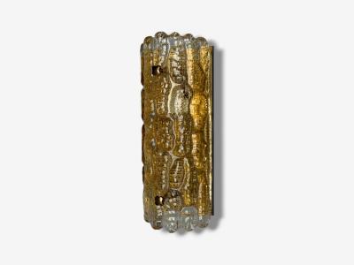 Lyfa Textured Glass Patinated Brass Wall Light Sweden 1970s
