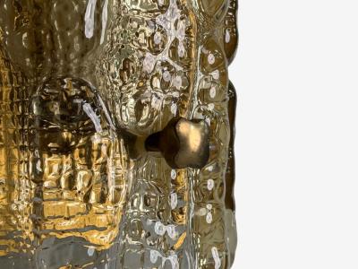 Lyfa Textured Glass Patinated Brass Wall Light Sweden 1970s