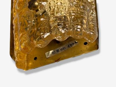 Lyfa Textured Glass Patinated Brass Wall Light Sweden 1970s