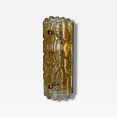 Lyfa Textured Glass Patinated Brass Wall Light Sweden 1970s