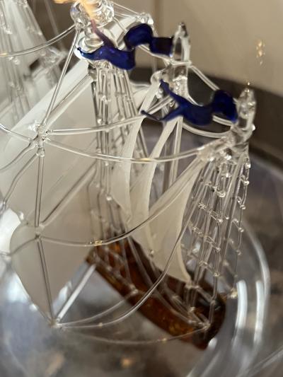 Lymington Glass Mystiques Company EXTRAORDINARY HANDBLOWN GLASS SHIP IN BOTTLE DECANTOR