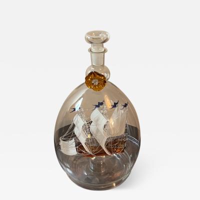 Lymington Glass Mystiques Company EXTRAORDINARY HANDBLOWN GLASS SHIP IN BOTTLE DECANTOR