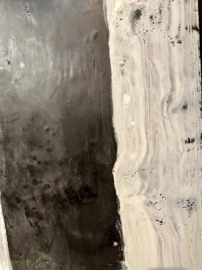 Lynn Basa Encaustic Black and White Stripe Panel Camino 2018