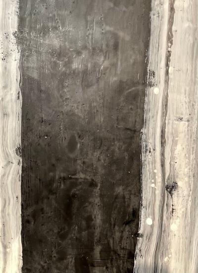 Lynn Basa Encaustic Black and White Stripe Panel Camino 2018