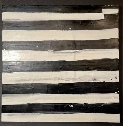 Lynn Basa Encaustic Black and White Stripe Panel Not So Simple 2012