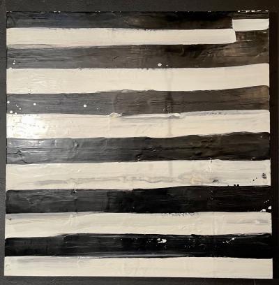 Lynn Basa Encaustic Black and White Stripe Panel Not So Simple 2012