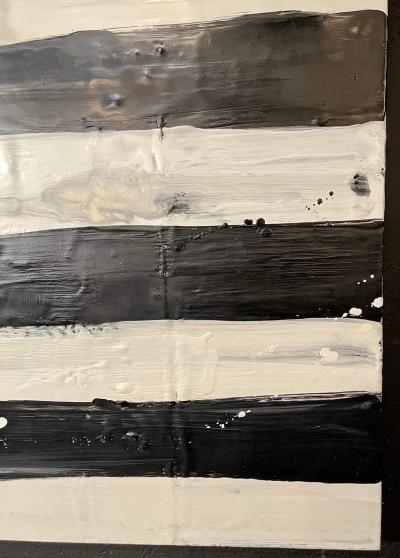 Lynn Basa Encaustic Black and White Stripe Panel Not So Simple 2012