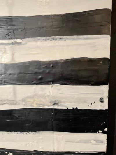Lynn Basa Encaustic Black and White Stripe Panel Not So Simple 2012